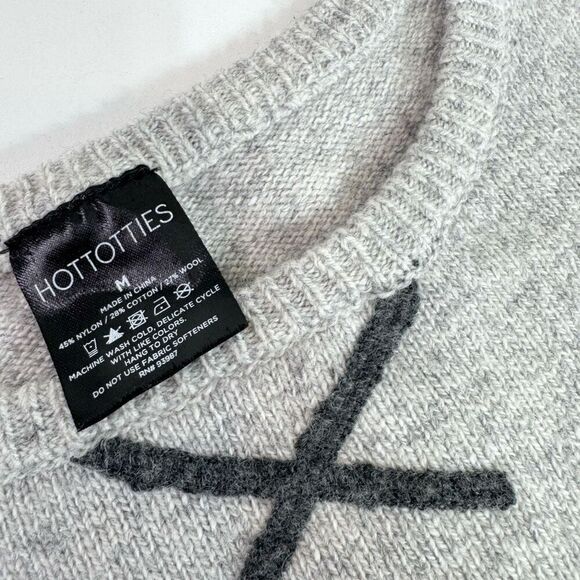 HotTotties Sweater Tunic Women Medium Wool Blend Long Sleeve KNit Gray Crewneck - Picture 3 of 7